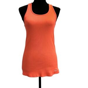 Under Armour Women's Vibrant Peach Orange Ribbed Racerback Tank Top Athletic M